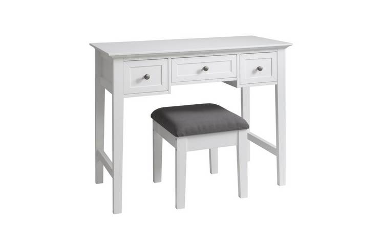 Noa & Nani Karlstad Dressing Table With 3 Drawers and Stool - White