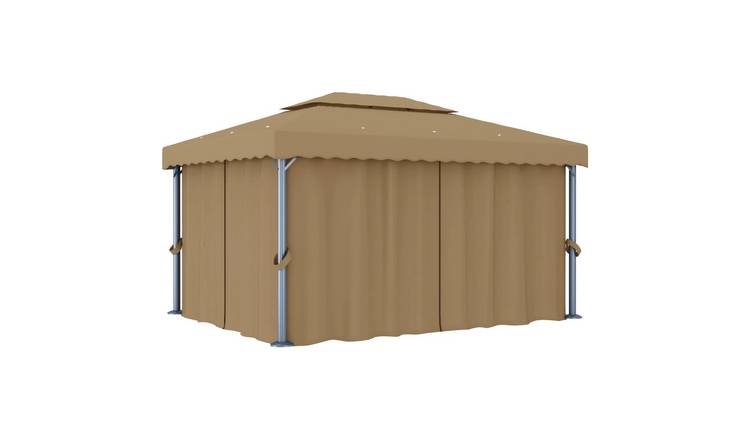 Walplus 4 x 3 m Aluminium Gazebo with Curtain - Taupe