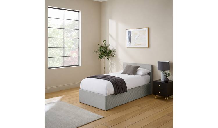 GFW End Lift Single Corduroy Ottoman Bed - Grey