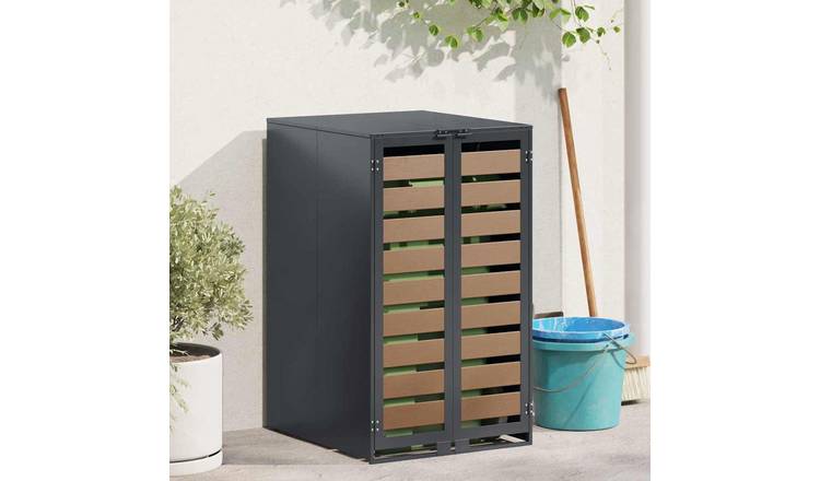 Walplus 240 L Steel Wheelie Bin Store - Anthracite - 68 x 77.5 x 115.5 cm