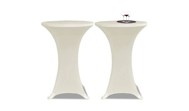 Walplus Pack of 2 Standing Table Cover Stretch - Cream - dia 70cm