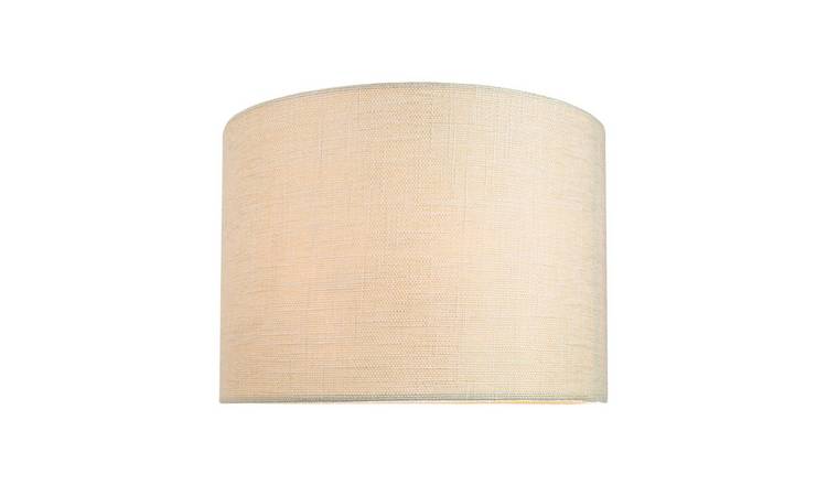 Happy Homewares Sleek Cream Linen Fabric Drum Lampshade - 25cm