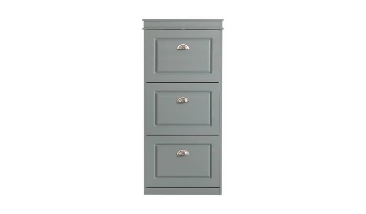 SoBuy 3 Flip Drawer 1 Side Drawer 1 Hook Slim Shoe Cabinet - Grey