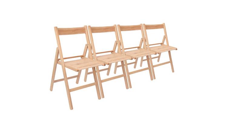 Harbour Housewares Beech Wood Folding Chairs - Natural - Pack of 4