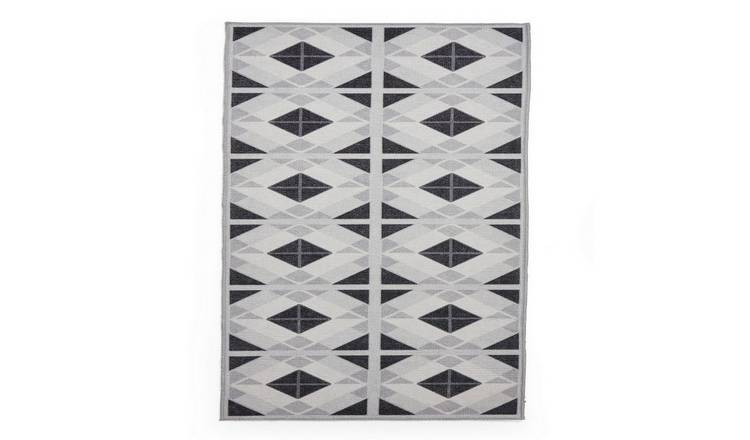 Mega Flooring Grey Modern Geometric Rug - 61 x 120cm