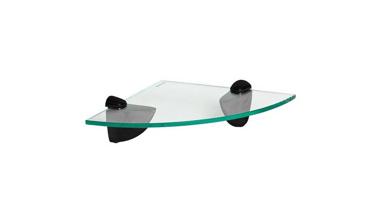 Harbour Housewares Floating Glass Style Bathroom Corner Shelf - Clear/Black