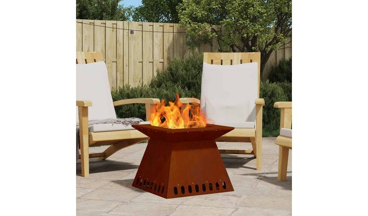 Walplus Steel Fire Pit Weathering - Brown - 48 x 48 x 40 cm