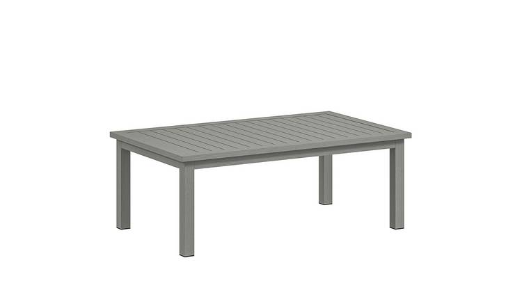 Outsunny Aluminium Outdoor Coffee Table - Grey Wood Effect