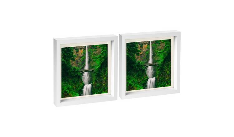 Nicola Spring 3D Box Photo Frames - 10" x 10" with Mount - Set of 2 - White