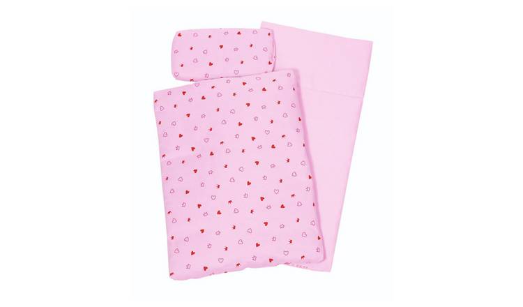 Goki 3 Piece Bedding Set for Dolls House - Pink Hearts and Crowns