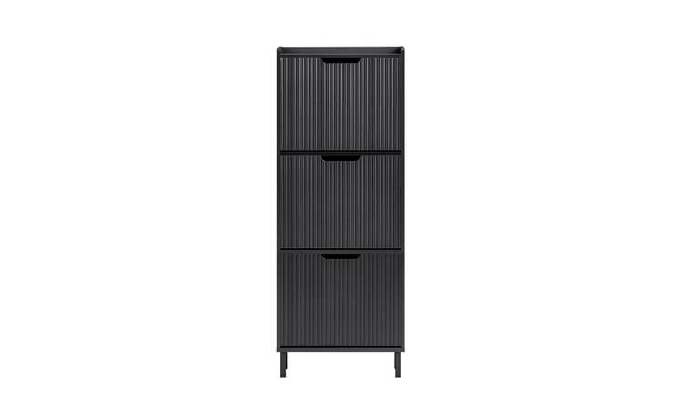 SoBuy 3 Striped Flip Drawer Slim Shoe Storage Cabinet - Black