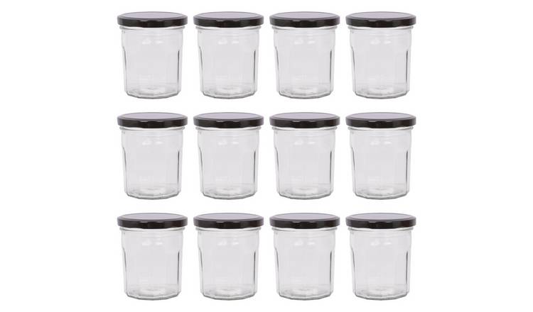 Argon Tableware Glass Jam Jars with Lids - Pack of 12