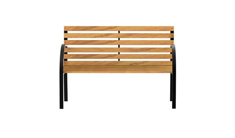 Outsunny 2 Seater Wood and Steel Garden Bench - Natural