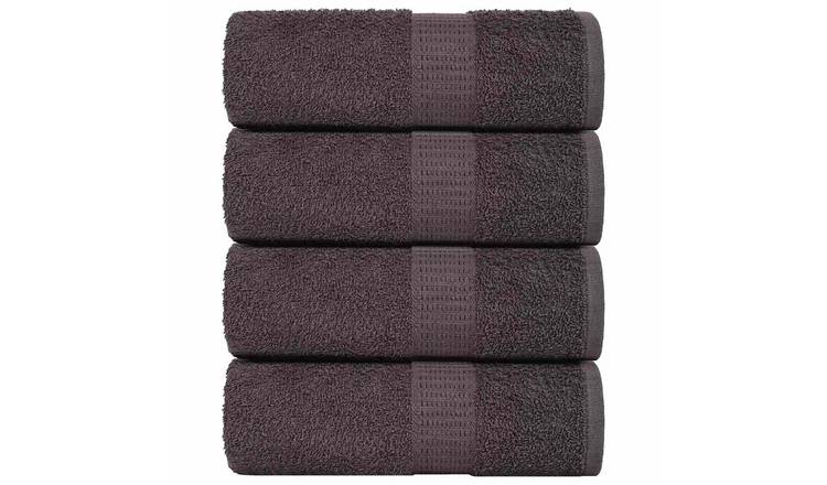 Walplus Pack of 4 Guest Towels - Anthracite - 30 x 50 cm