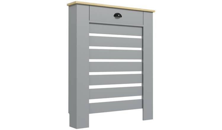 HOMCOM MDF Slatted Grill Painted Horizontal Slatted Grill - Grey