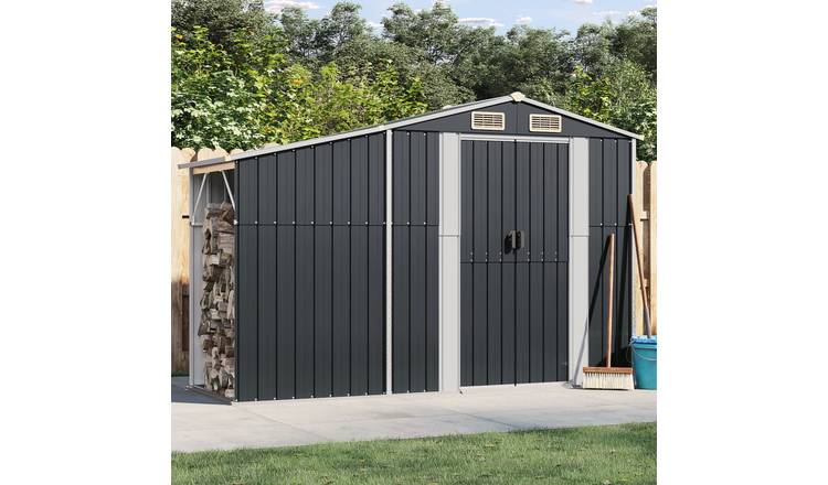 Walplus Galvanised Steel Garden Shed - Anthracite - 277 x 93 x 179 cm