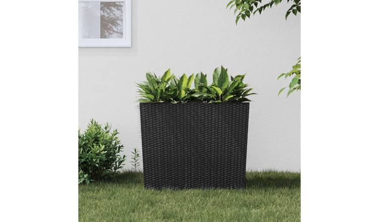 Walplus Poly Rattan Garden Planter - Anthracite - 58 x 18 x 50 cm