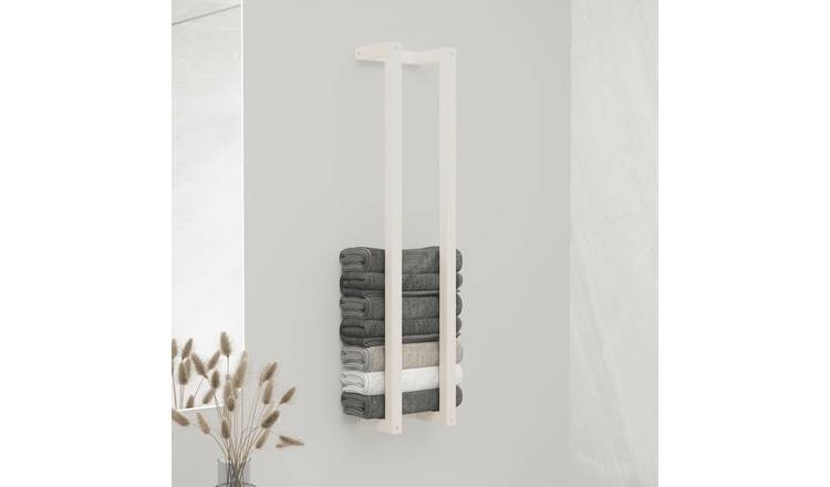 Walplus Wood Towel Rack - White - 23 x 18 x 110 cm