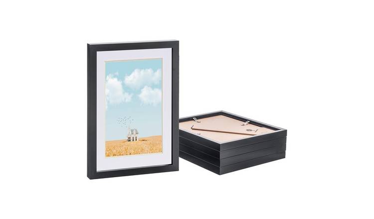 Nicola Spring Photo Frames - 8 x 12" with A5 Mount - Set of 5 - Black