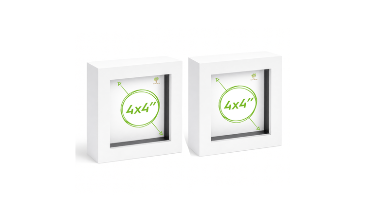 Nicola Spring 3D Box Photo Frames - 4 x 4" - Set of 2 - White
