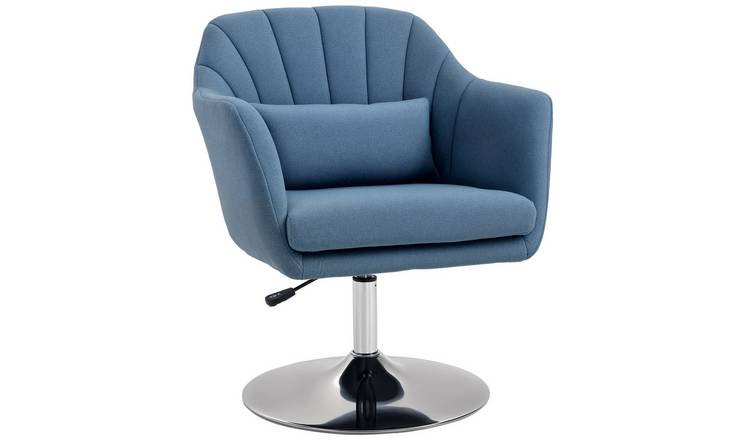 HOMCOM Linen Fabric Modern Adjustable Swivel Accent Chair - Blue