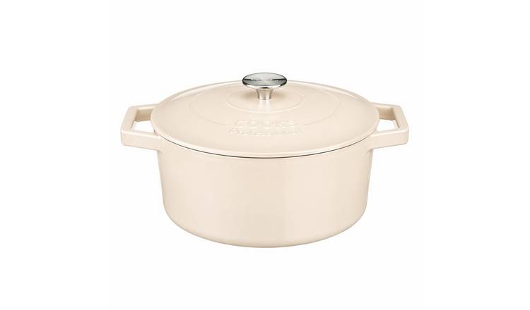 Cooks Professional 20cm Cast Iron Casserole Dish with Lid - Ivory