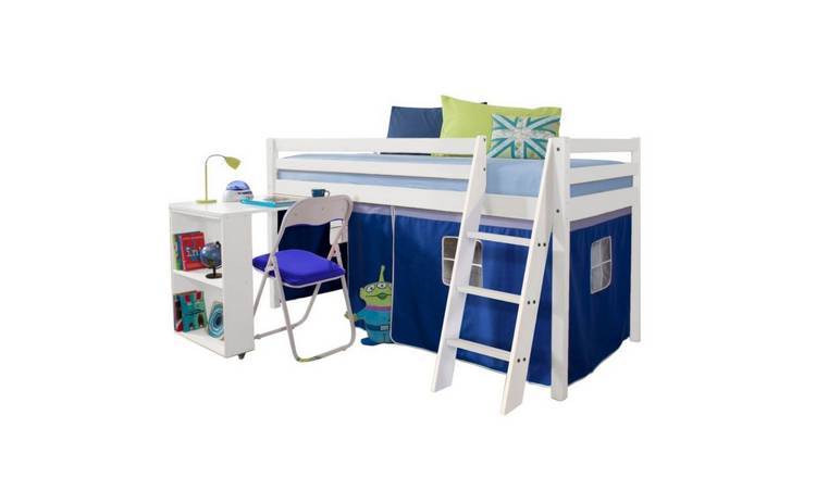 Noa & Nani Moro Midsleeper Cabin Bed With Desk & Brilliant Blue Tent - White