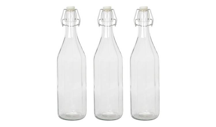 Argon Tableware Glass Bottles with Swing Top - Pack of 3