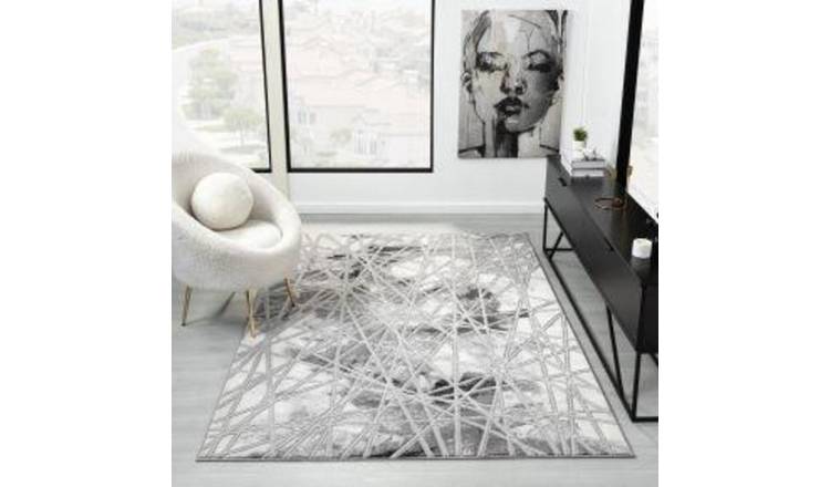 DS Living Carrara Marble Effect Rug - Dark Grey - 150x80cm