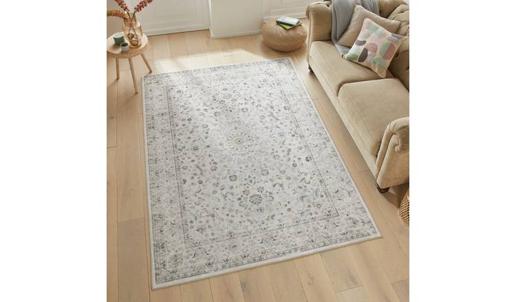 Mega Flooring White Traditional Bordered Rug - 120 x 180cm