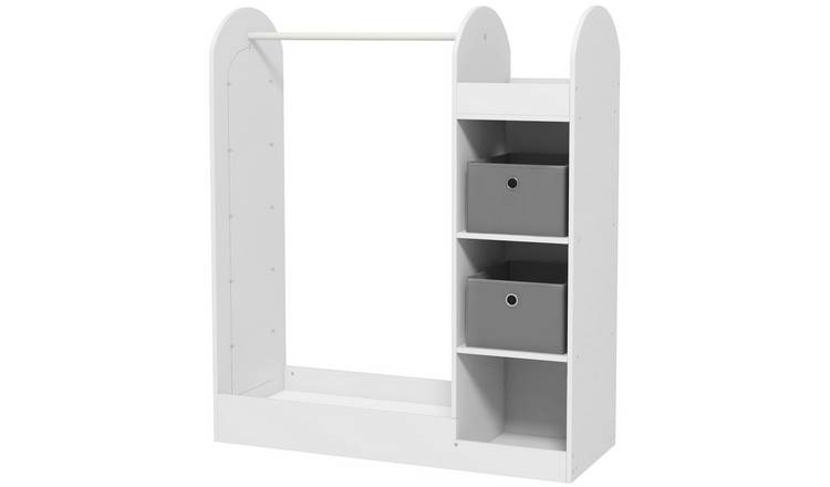 AIYAPLAY Kids Wardrobe with Clothes Rail and Mirror - White