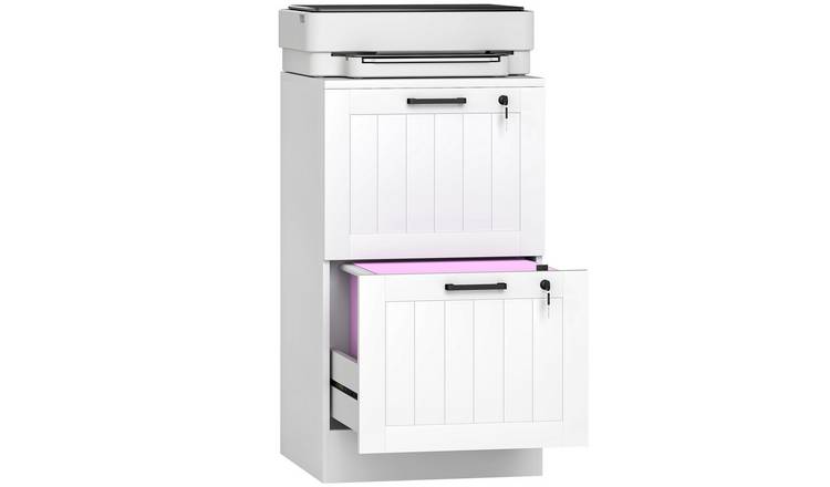 HOMCOM 2 Drawer Filing Cabinet with Adjustable Hanging Bars - White
