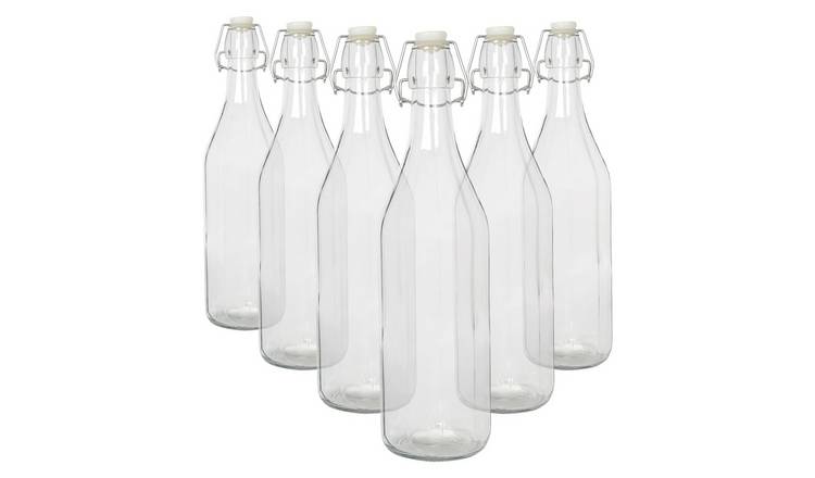 Argon Tableware Glass Bottles with Swing Top - Pack of 6