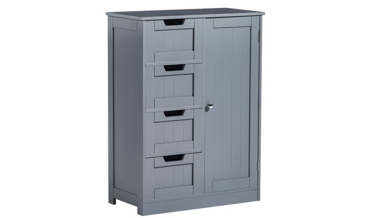 Bath Vida Priano 4 Drawer 1 Door Freestanding Unit - Grey