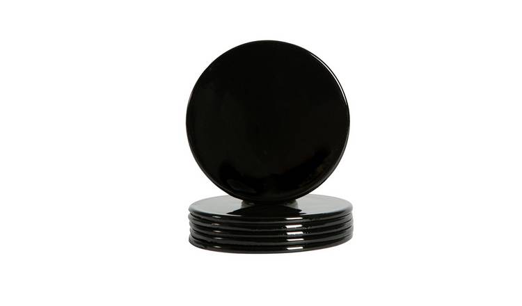 Argon Tableware Metallic Coasters - Black - Pack of 6