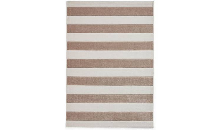 Mega Flooring Beige Modern Striped Rug - 80 x 150cm