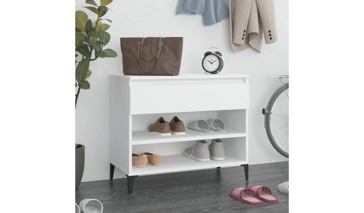 Walplus Engineered Wood Shoe Cabinet - White - 70 x 36 x 60 cm