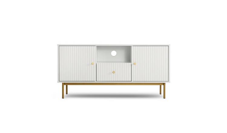HomeGardenDirect Devon Fluted Modern TV Unit - White
