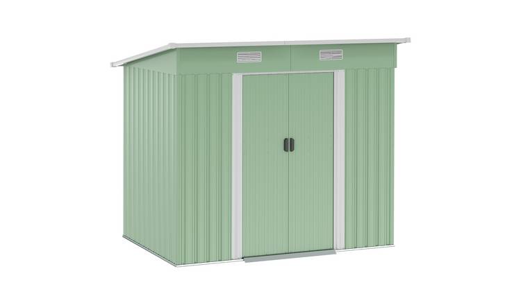 Outsunny Metal Garden Shed with Foundation Kit - Lignt Green