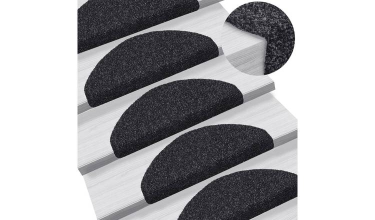 Walplus Pack of 10 Self-Adhesive Half Round Stair Mats - Black - 65 x 21 cm