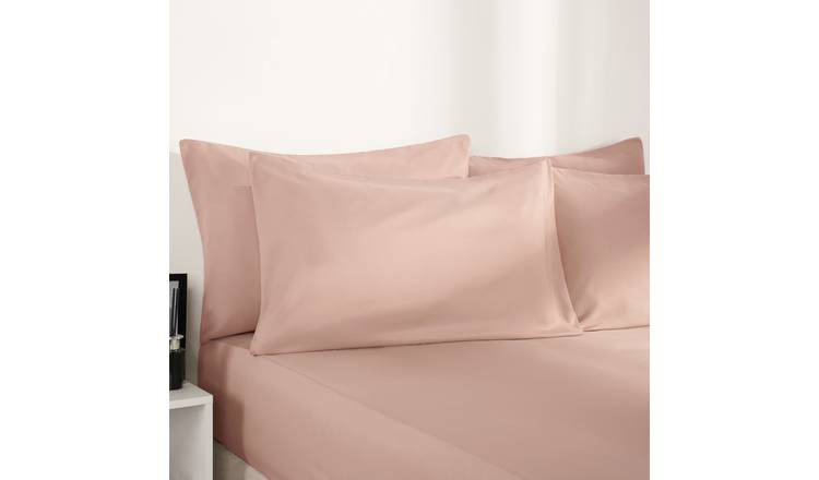 OHS Plain Dyed Microfibre Fitted Bed Sheet Blush - King