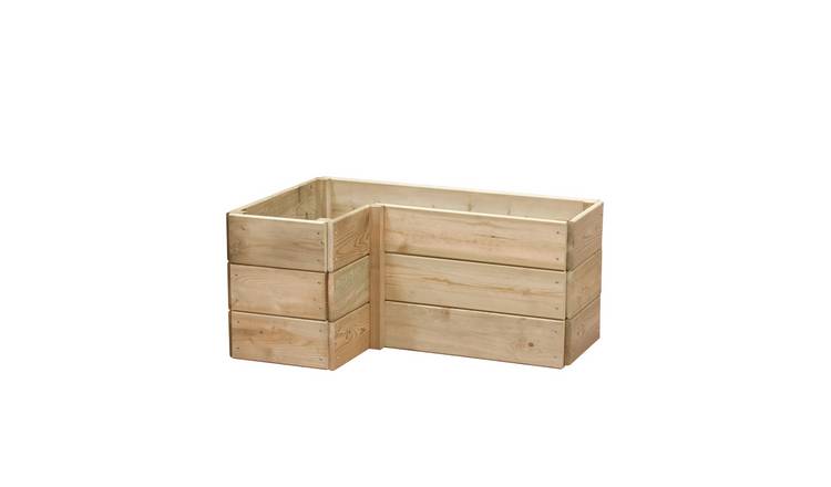 Greena L-Shaped Wooden Raised Bed - 60 x 90cm, Height 45cm