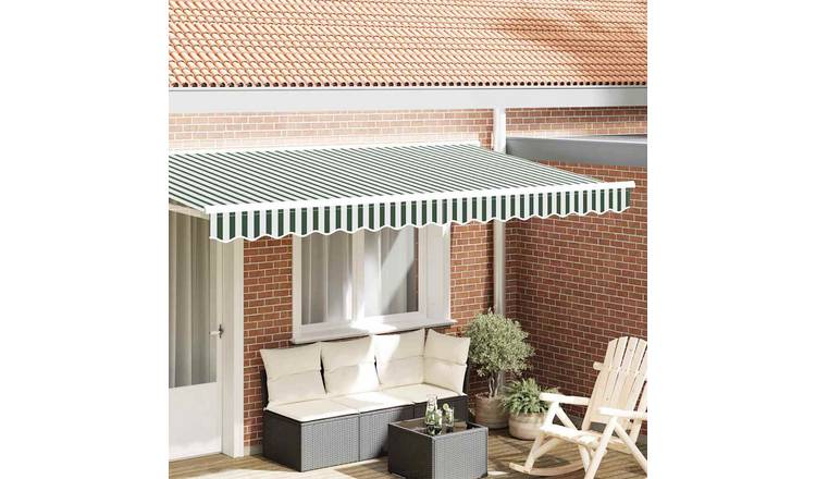 Walplus Polyester Awning - Green and White - 400 cm