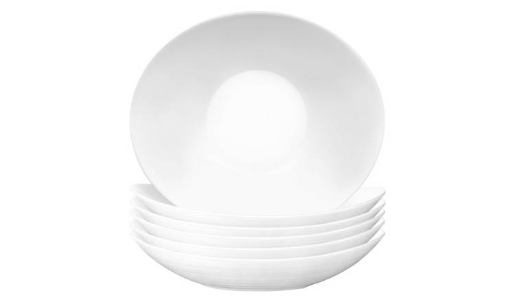 Bormioli Rocco Prometeo Oval Glass Soup Plates - White - Pack of 6