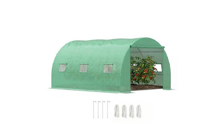 Outsunny Mesh Garden Polytunnel Greenhouse with Zipped Roll Up Door - Green