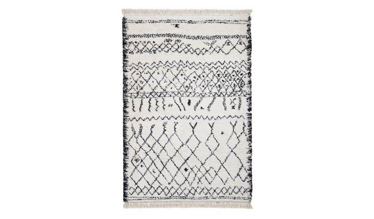 Mega Flooring White Shaggy Abstract Rug - 160 x 230cm