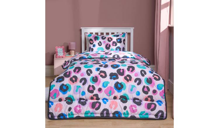 OHS Kids Leopard 10.5 Tog Coverless Duvet Set Bedding Multi - Single