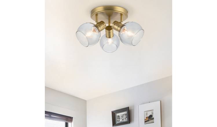 Cosylyte Hilston 3 Light Modern Smoky Glass Spotlight - Gold Metal Base
