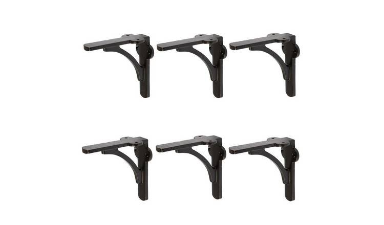 Hammer & Tongs Curved Shelf Bracket - Black - Set of 6