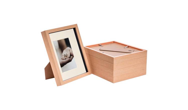 Nicola Spring 3D Box Photo Frames - 8 x 10" with Mount - Set of 5 - Light Wood